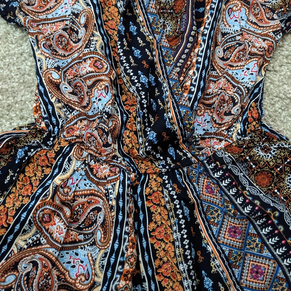 Boho tassel romper v neck short sleeve - Picture 5 of 13